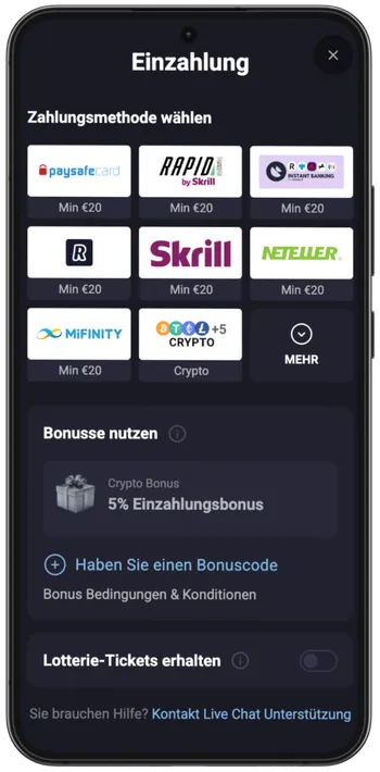20 Super Hot casino deposit – choose payment method