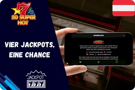 20 Super Hot Jackpot Cards bonus feature four levels